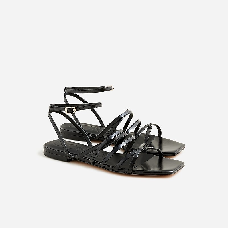 Women\'s J.Crew New Capri strappy Sandals Black USA FISOWQL84