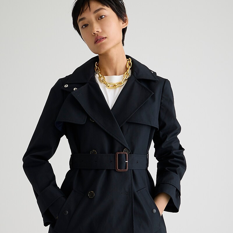 Women's J.Crew New Icon trench Coats Black USA JRCSHWU86