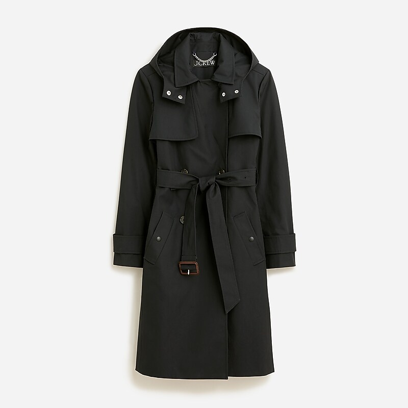 Women\'s J.Crew New Icon trench Coats Black USA JRCSHWU86