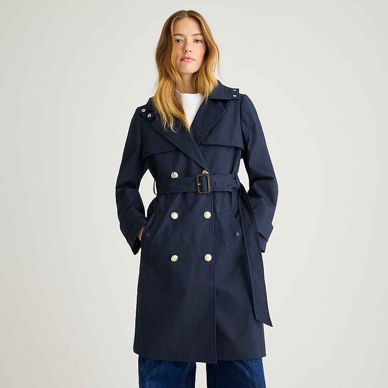 Women\'s J.Crew New Icon trench Coats Navy USA IOWNUMZ40