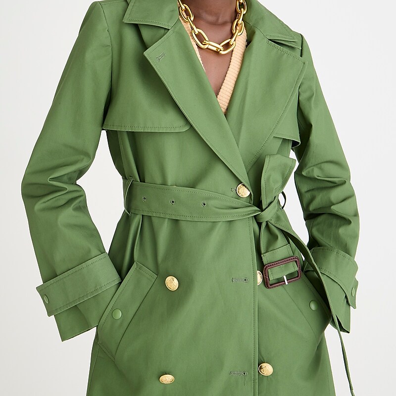 Women's J.Crew New Icon trench Coats Utility Green USA KTNWOXH09