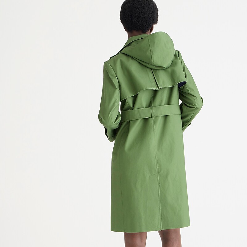 Women's J.Crew New Icon trench Coats Utility Green USA KTNWOXH09