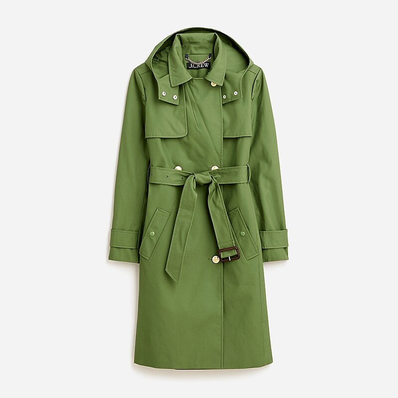 Women\'s J.Crew New Icon trench Coats Utility Green USA KTNWOXH09