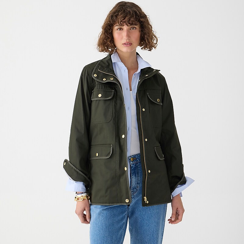 Women\'s J.Crew New downtown field Jackets Dark Moss USA HGLDFNR98