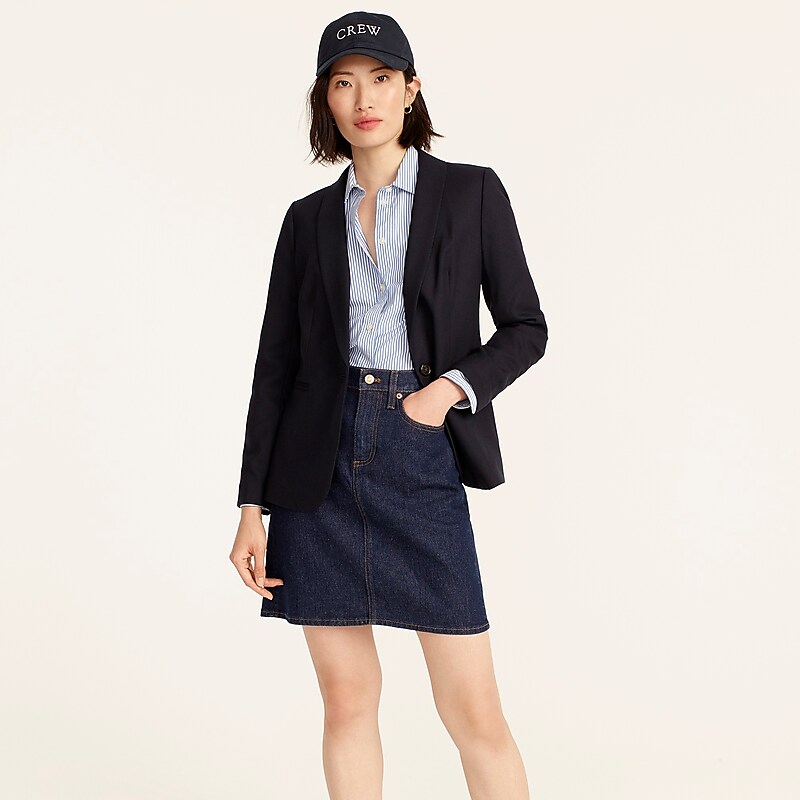 Women\'s J.Crew Parke wool flannel Blazers Navy USA TRXEGKI92