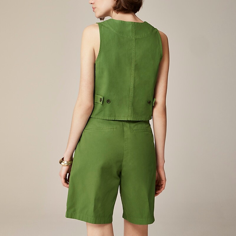 Women's J.Crew Patch-pocket chino Vest Green USA AWFQOGT56