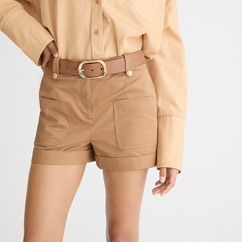 Women's J.Crew Patch-pocket suit Shorts Camel USA UWOKESR53