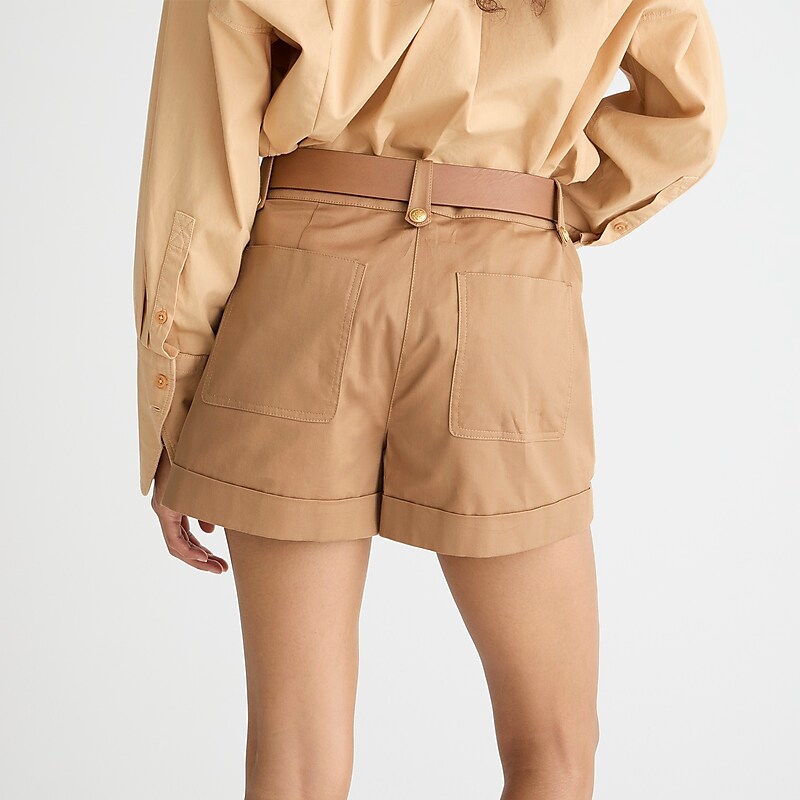 Women's J.Crew Patch-pocket suit Shorts Camel USA UWOKESR53