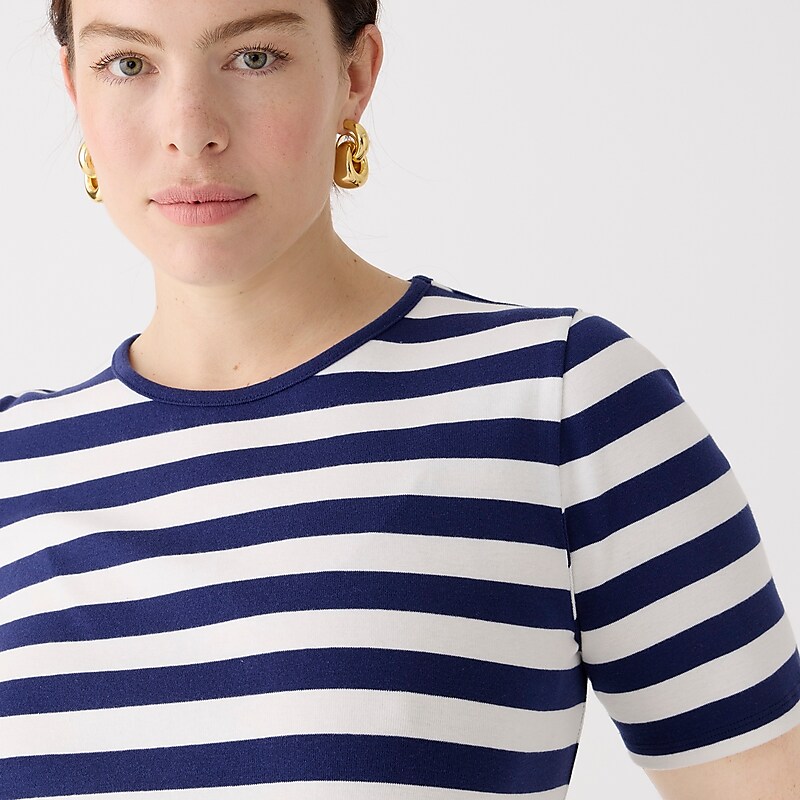 Women's J.Crew Perfect-fit elbow-sleeve T-shirts Montauk Stripe A Evenin USA EFXVBDO05