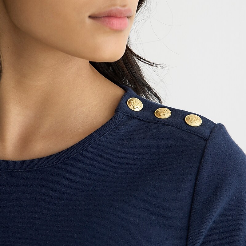 Women's J.Crew Perfect-fit elbow-sleeve with gold buttons T-shirts Navy USA QBOLTVG15