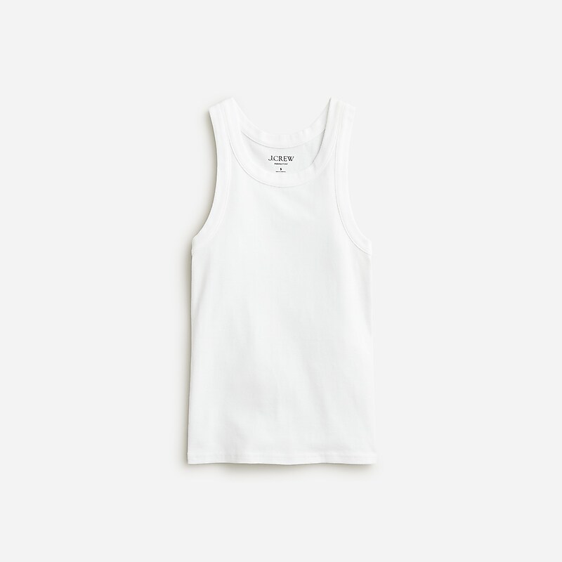 Women\'s J.Crew Perfect-fit high-neck Tank Tops White USA HWKCNTO81