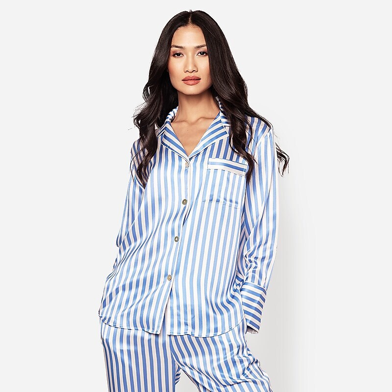 Women's J.Crew Petite Plume™ set mulberry silk Pajamas Blue USA XJUQBLM01