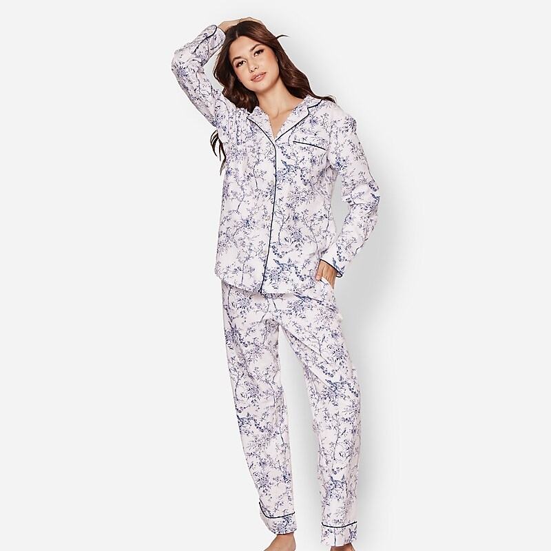 Women's J.Crew Petite Plume™ set timeless toile Pajamas Blue USA ARCKTSH52