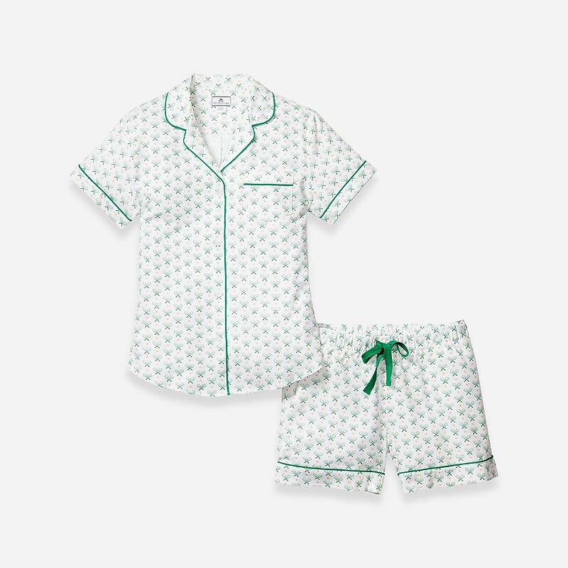 Women\'s J.Crew Petite Plume™ short set Pajamas Green USA JKZVSAN34