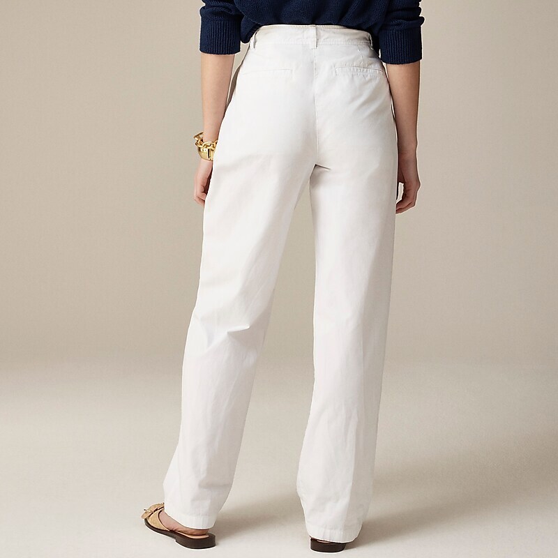 Women's J.Crew Pleated button-front Pants White USA HROXUDY62