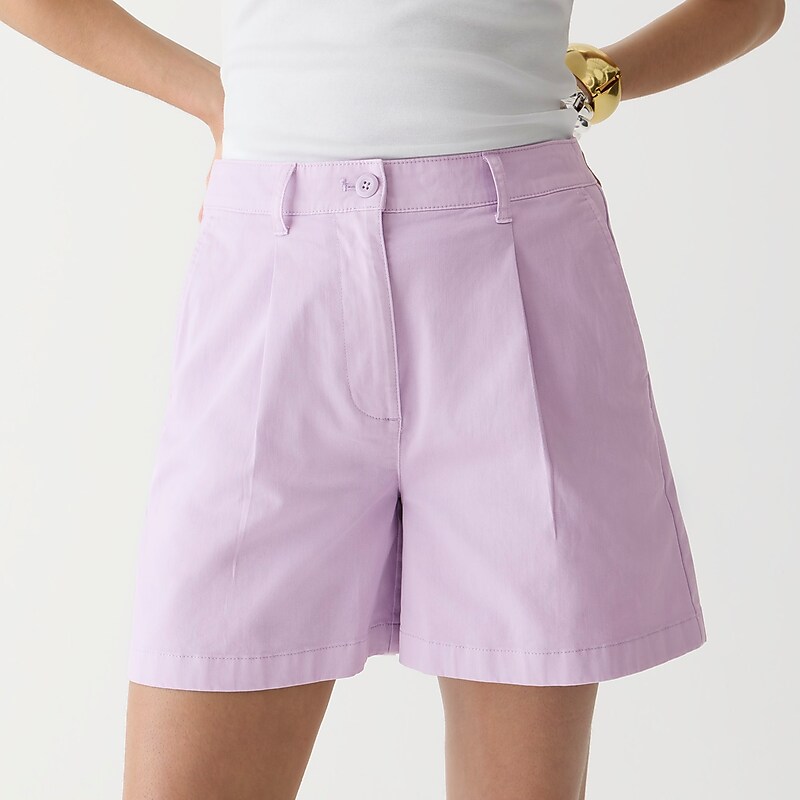 Women's J.Crew Pleated capeside chino Shorts Vintage Lilac USA RYDXCLA24