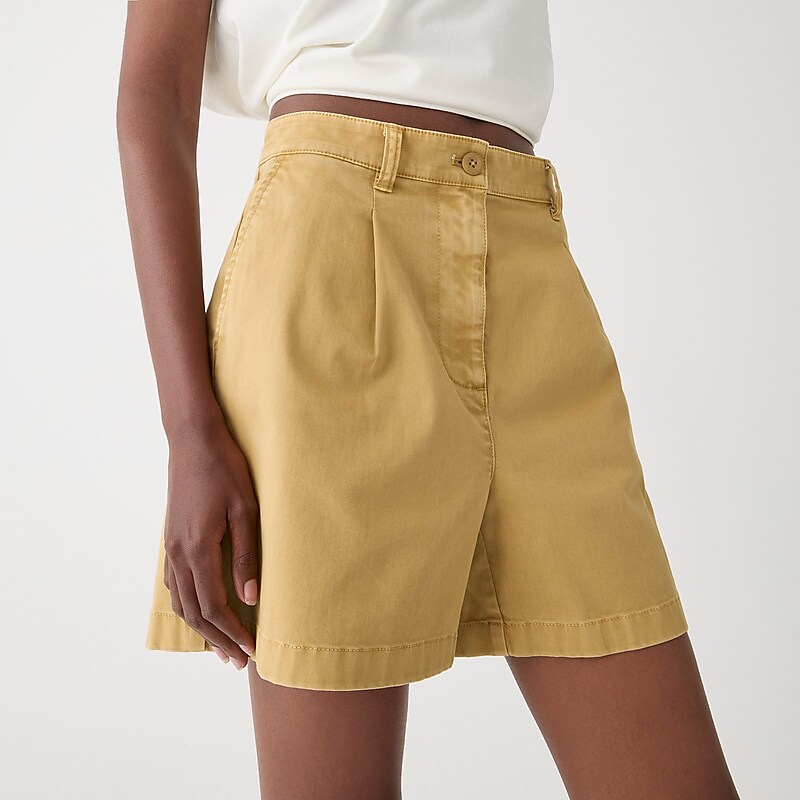 Women's J.Crew Pleated capeside chino Shorts Honey Brown USA YJVETOS91