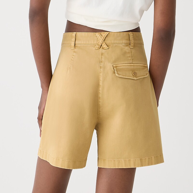 Women's J.Crew Pleated capeside chino Shorts Honey Brown USA YJVETOS91