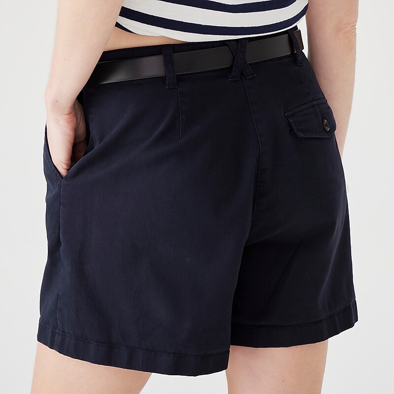 Women's J.Crew Pleated capeside chino Shorts Navy USA HWFJMSD24