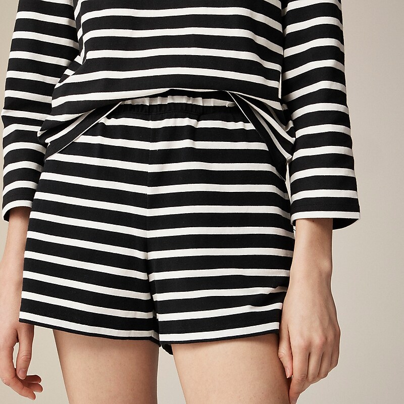 Women's J.Crew Pull-on mariner cotton Shorts Perfect Black Stripe USA OIEBKLQ08