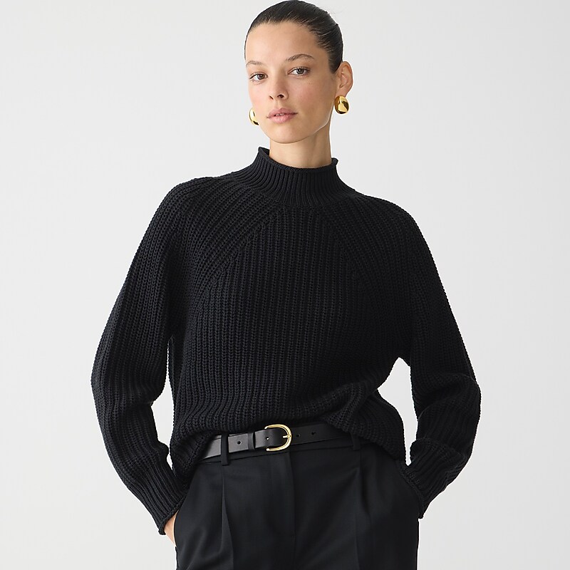 Women's J.Crew Relaxed Rollneck™ Sweaters Black USA DLQJSFT91