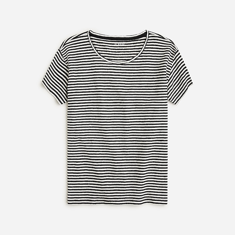 Women\'s J.Crew Relaxed T-shirts Jade Stripe Black Natur USA OZGNURW79