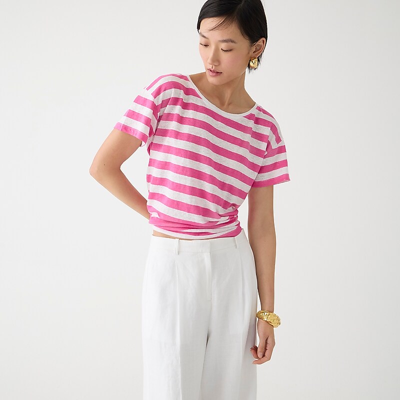 Women's J.Crew Relaxed T-shirts Montauk Stripe Neon Fla USA CYWIAXF37