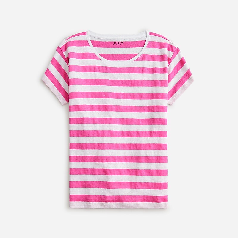 Women\'s J.Crew Relaxed T-shirts Montauk Stripe Neon Fla USA CYWIAXF37