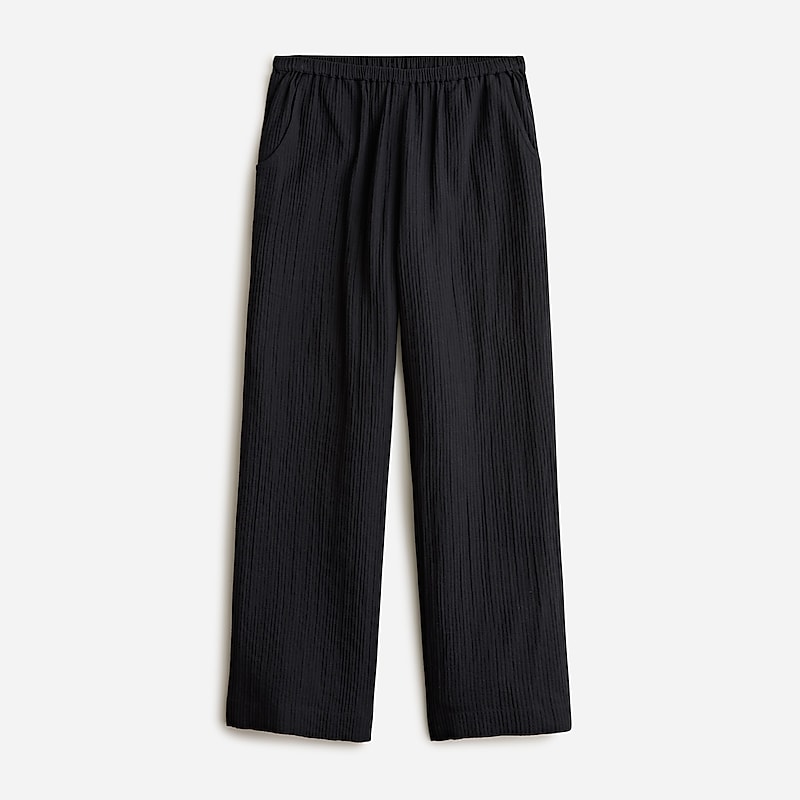 Women\'s J.Crew Relaxed beach striped airy gauze Pants Black USA UZLTSHE02