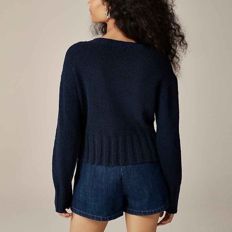 Women's J.Crew Relaxed crewneck beach Sweaters Navy USA LZXJUTF84