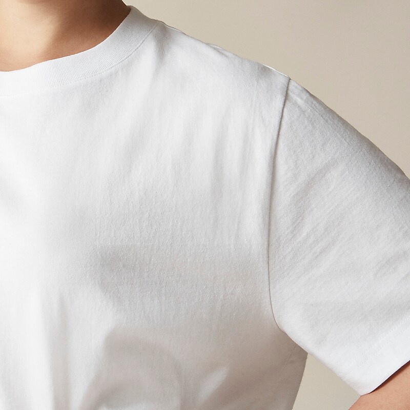 Women's J.Crew Relaxed premium-weight cropped T-shirts White USA NGOAHBL34