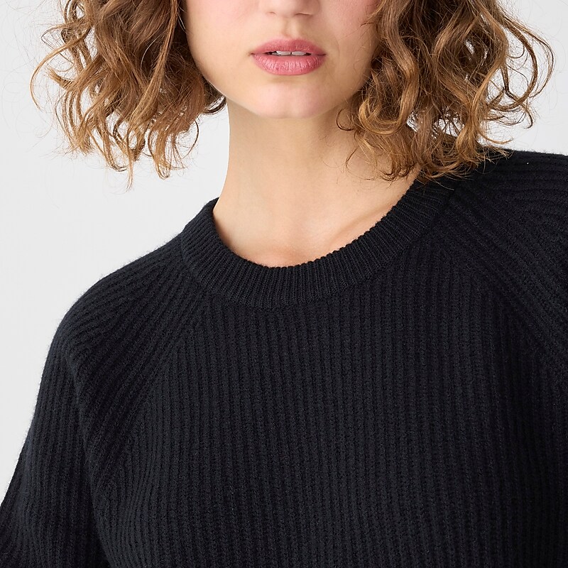 Women's J.Crew Ribbed cashmere oversized crewneck Sweaters Black USA XWRGYAE63