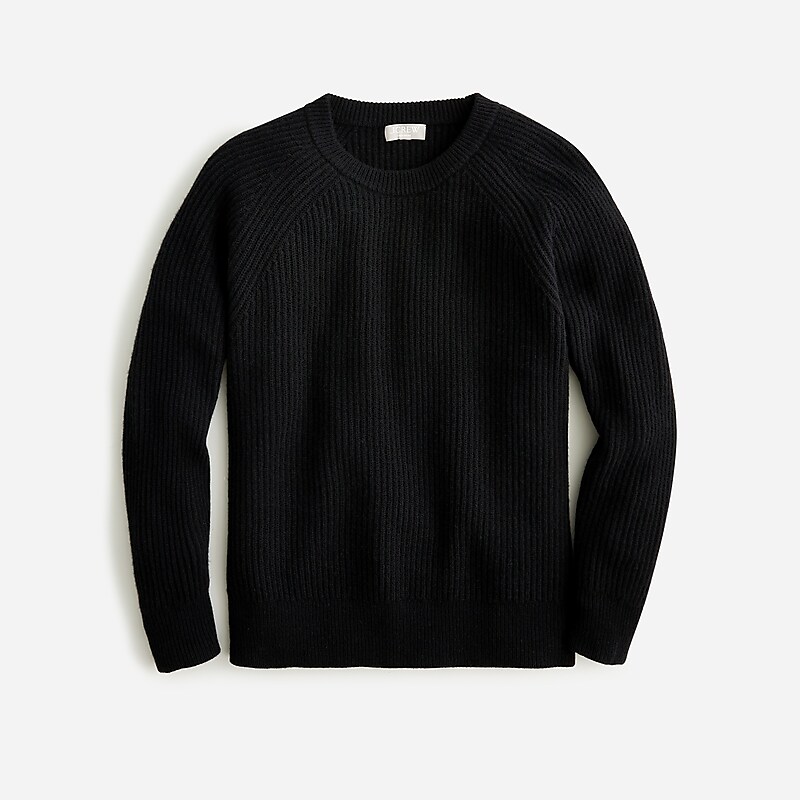 Women\'s J.Crew Ribbed cashmere oversized crewneck Sweaters Black USA XWRGYAE63