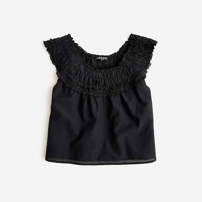 Women\'s J.Crew Rosalie Tops Black USA LONGYDB89