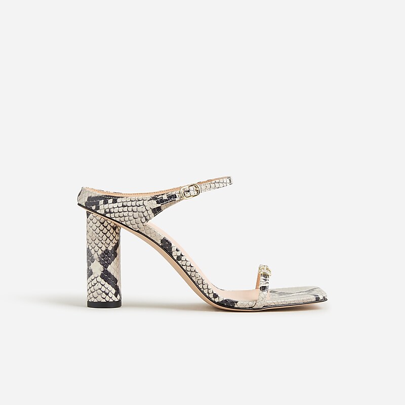 Women's J.Crew Rounded-heel snake-embossed leather Sandals Natural USA BPEFXJD04