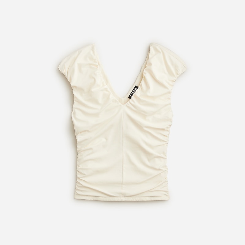 Women\'s J.Crew Ruched V-neck Tank Tops Ivory USA QAHRBPU82