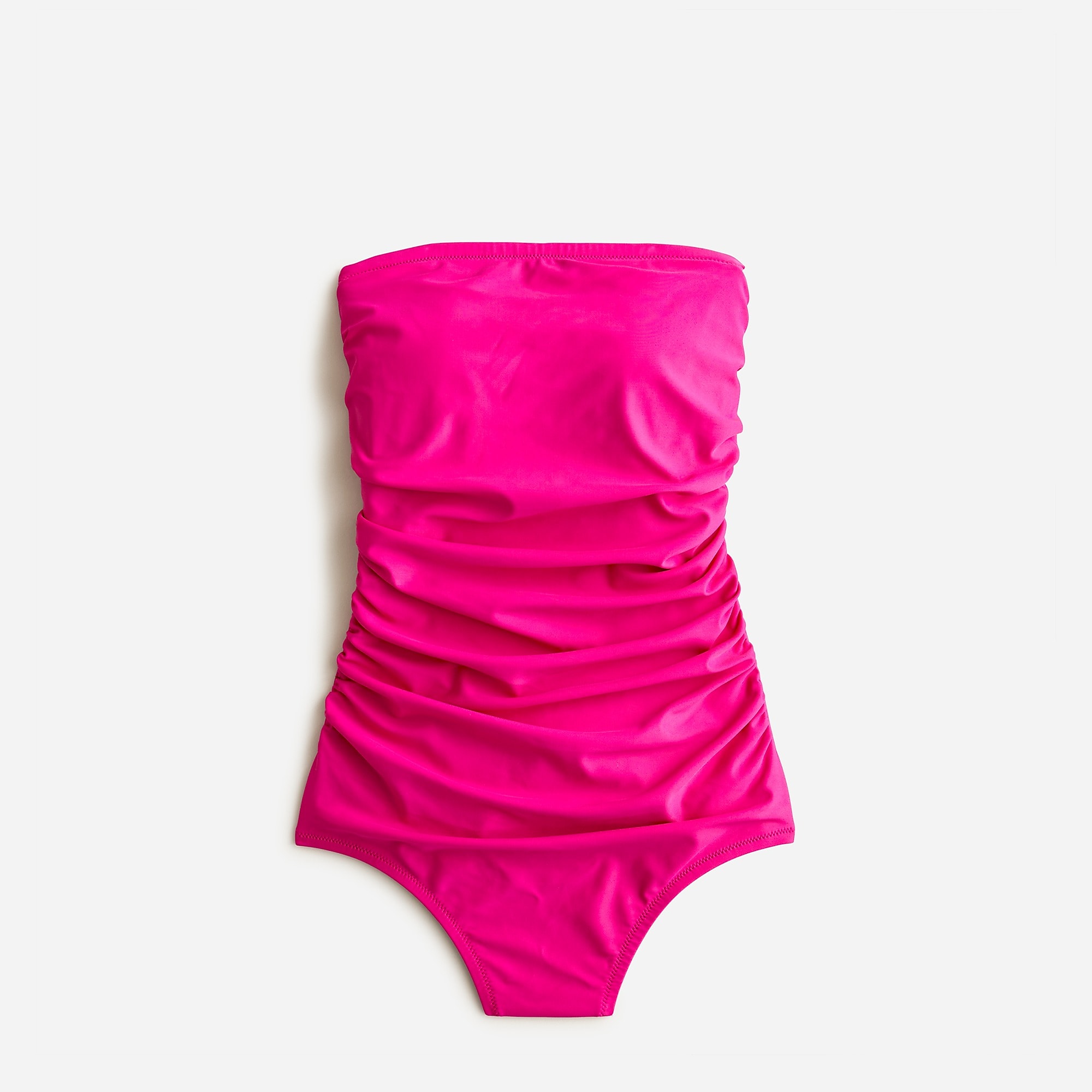 Women\'s J.Crew Ruched bandeau one-piece Swimsuit Radiant Fuchsia USA QSTLCWU26