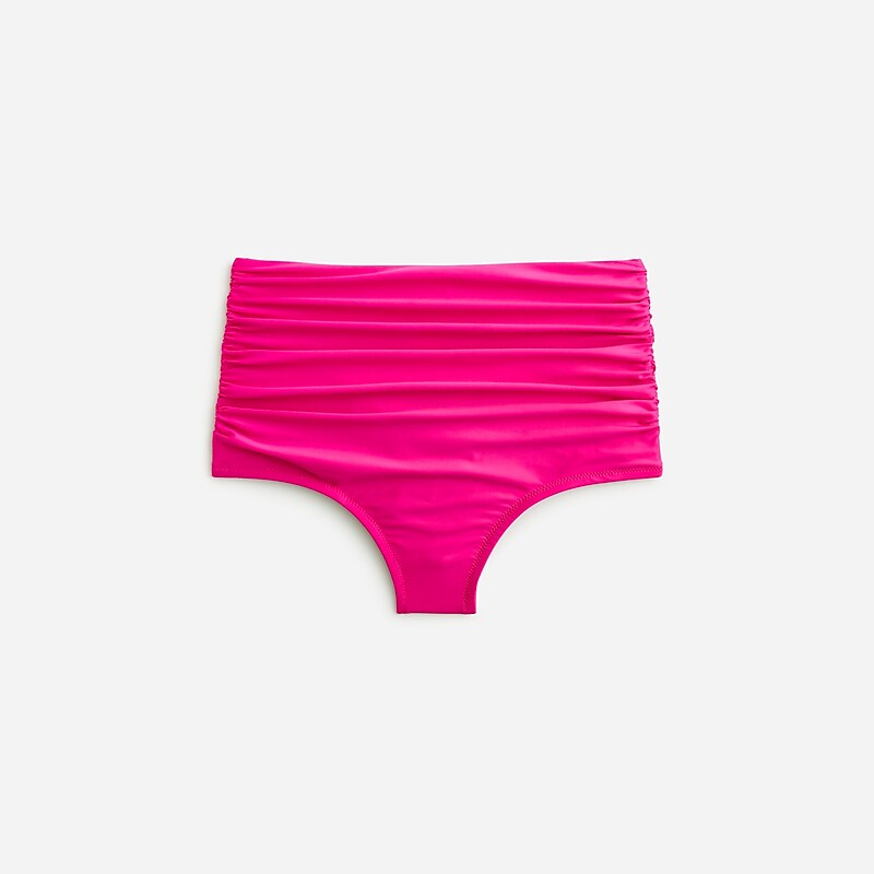 Women\'s J.Crew Ruched high-rise full-coverage Bikini Bottom Radiant Fuchsia USA DPIZHRO97