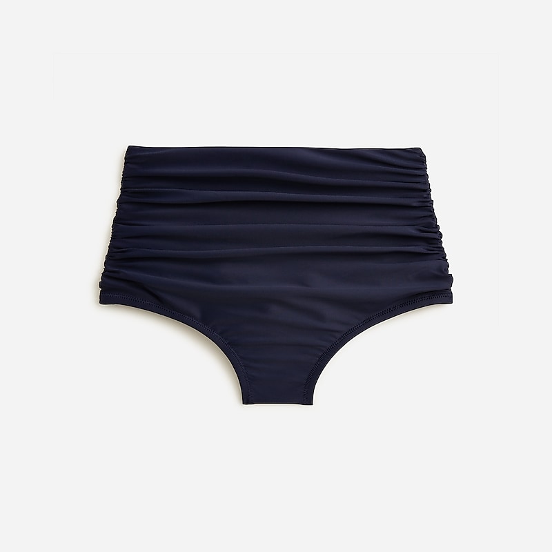 Women\'s J.Crew Ruched high-rise full-coverage Bikini Bottom Navy USA UBMXTRE12