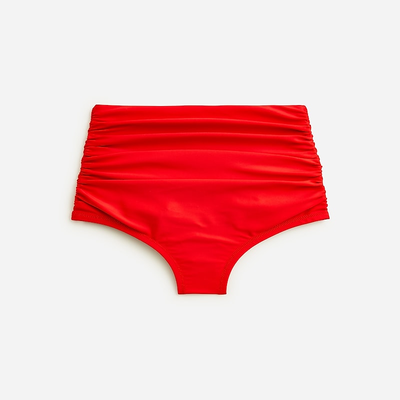 Women\'s J.Crew Ruched high-rise full-coverage Bikini Bottom Bright Cerise USA YGDOCRZ58