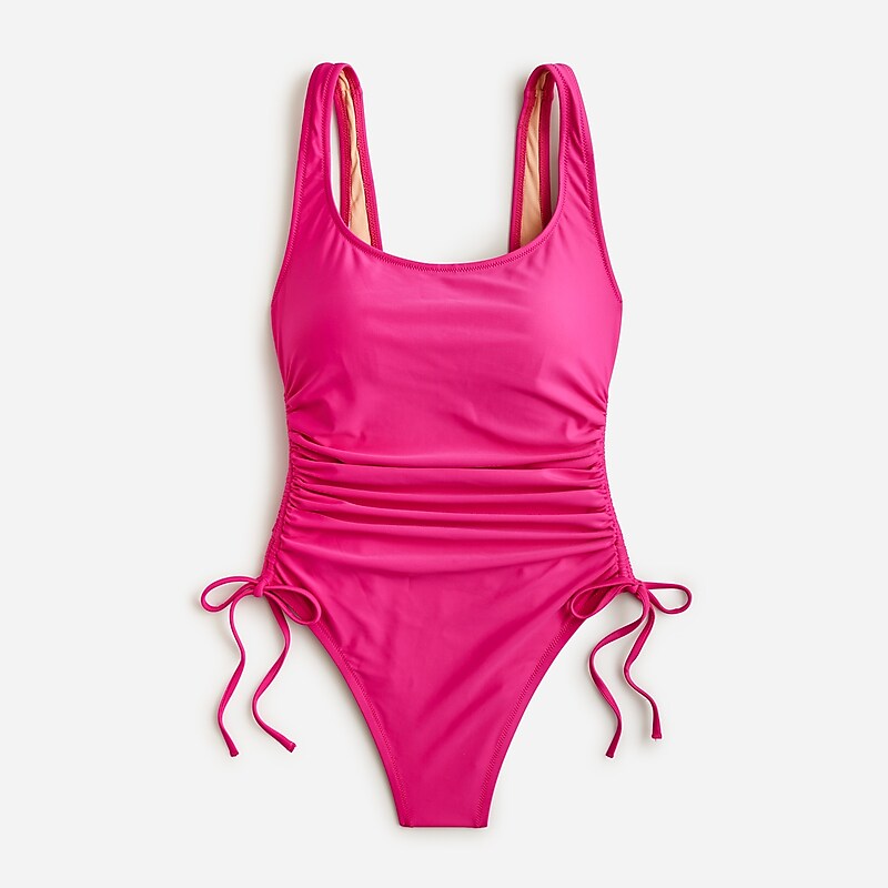 Women\'s J.Crew Ruched side-tie one-piece Swimsuit Radiant Fuchsia USA ZUAXBEO53