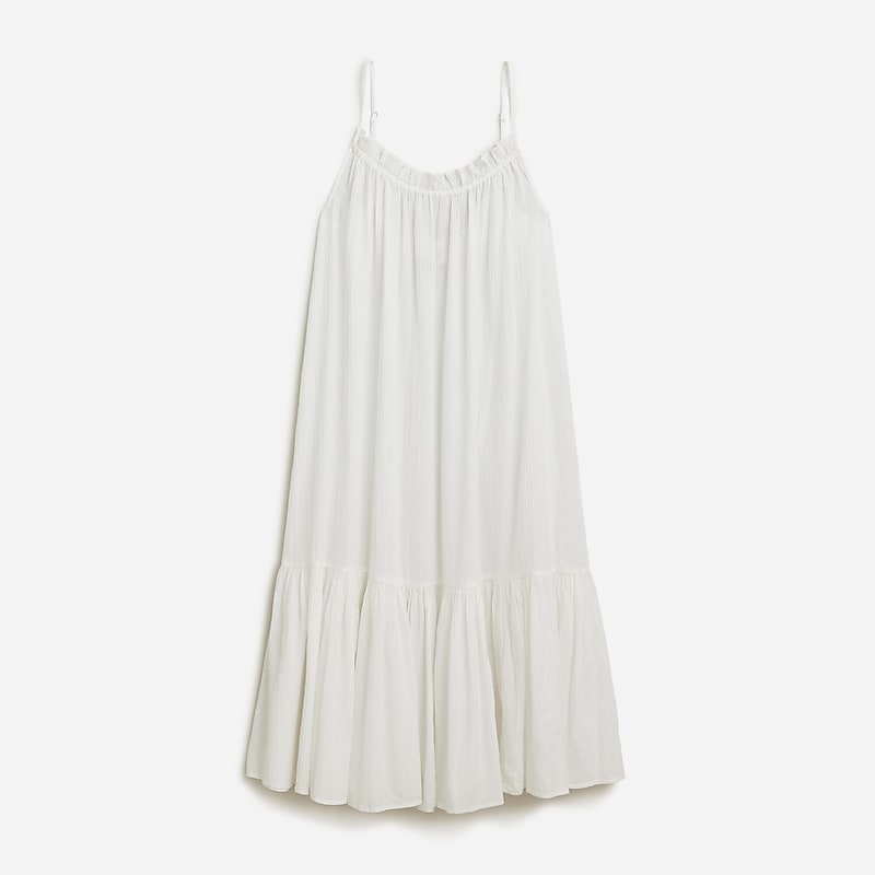 Women\'s J.Crew Ruffle beach airy gauze Dress White USA TFHJRZU61