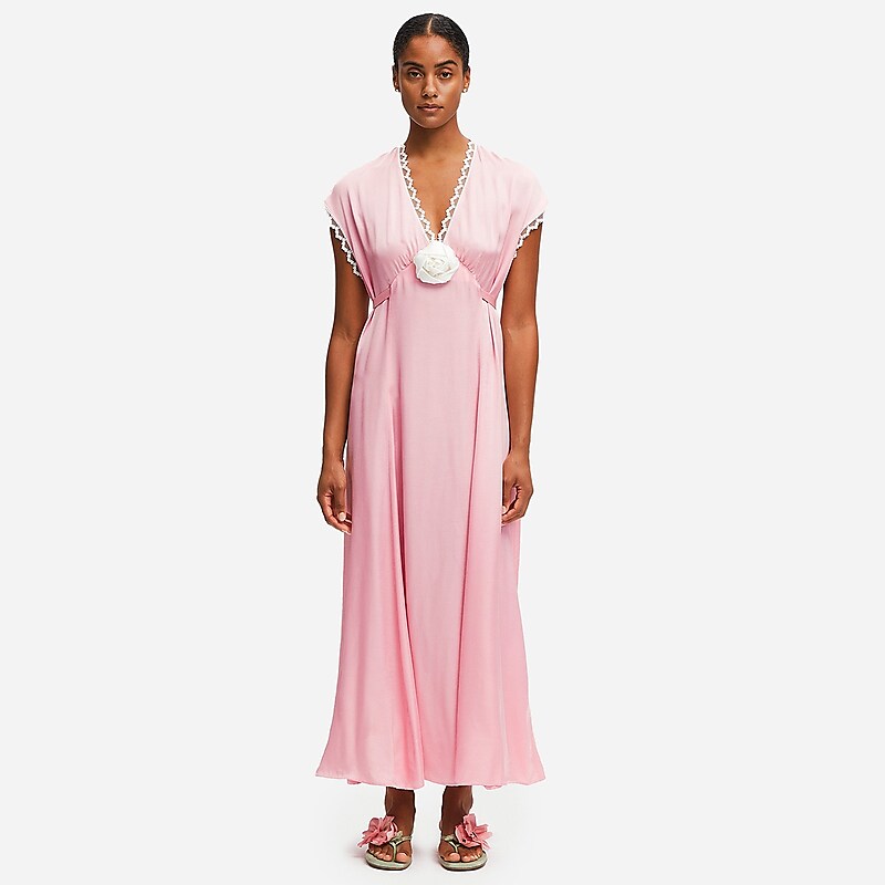 Women's J.Crew SLEEPER The Genus Rosa satin Dress Pink USA WGZRFSL94