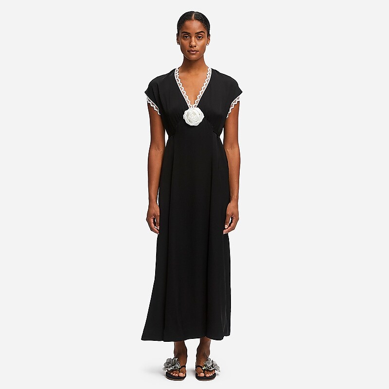 Women's J.Crew SLEEPER The Genus Rosa satin Dress Black USA ONVFYUA12