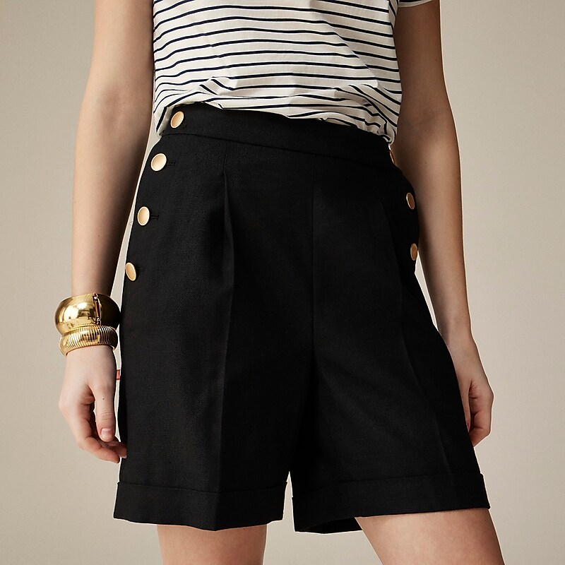 Women's J.Crew Sailor pleated Shorts Black USA BDVZJFR40