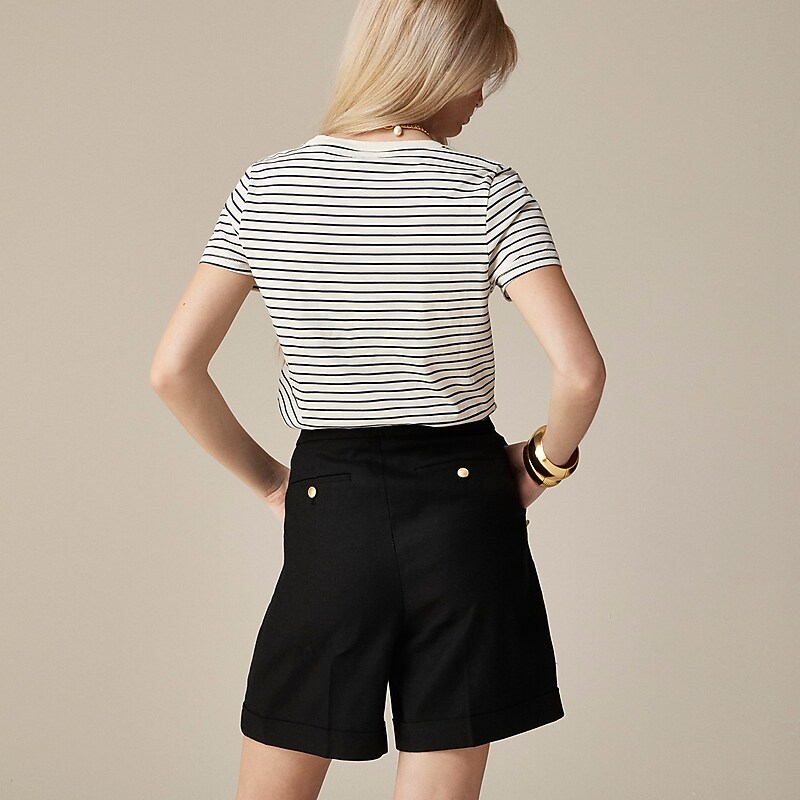 Women's J.Crew Sailor pleated Shorts Black USA BDVZJFR40