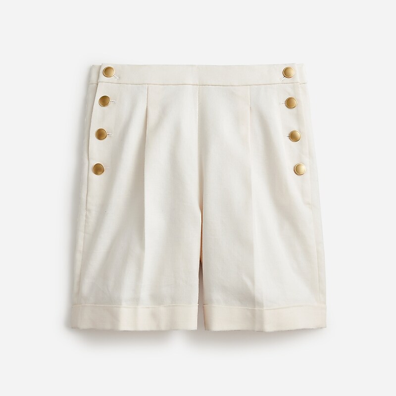 Women\'s J.Crew Sailor pleated Shorts Ivory USA JVXPHTF43