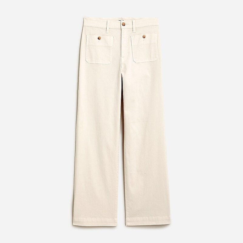 Women\'s J.Crew Sailor slim wide-leg chino Pants Natural USA BXANQUM31