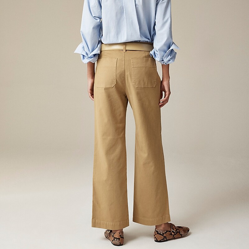 Women's J.Crew Sailor slim wide-leg chino Pants Honey Brown USA YMVTUFA89