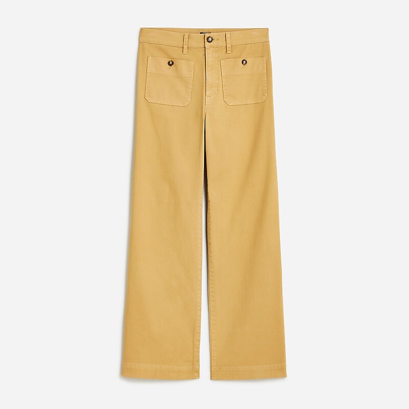 Women\'s J.Crew Sailor slim wide-leg chino Pants Honey Brown USA YMVTUFA89